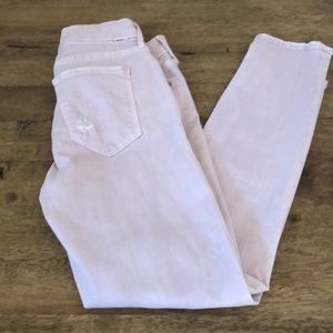 MOTHER denim “The Looker Crop” Jeans in Pale Pink